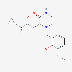 molecular formula C18H25N3O4 B5395837 N-cyclopropyl-2-[1-(2,3-dimethoxybenzyl)-3-oxo-2-piperazinyl]acetamide 