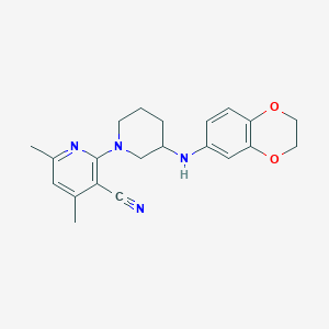 molecular formula C21H24N4O2 B5395871 2-[3-(2,3-dihydro-1,4-benzodioxin-6-ylamino)-1-piperidinyl]-4,6-dimethylnicotinonitrile 