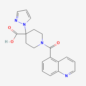 molecular formula C19H18N4O3 B5395909 4-(1H-pyrazol-1-yl)-1-(quinolin-5-ylcarbonyl)piperidine-4-carboxylic acid 