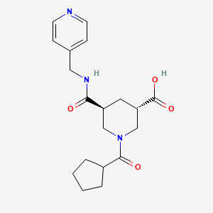 molecular formula C19H25N3O4 B5395947 (3S*,5S*)-1-(cyclopentylcarbonyl)-5-{[(4-pyridinylmethyl)amino]carbonyl}-3-piperidinecarboxylic acid 