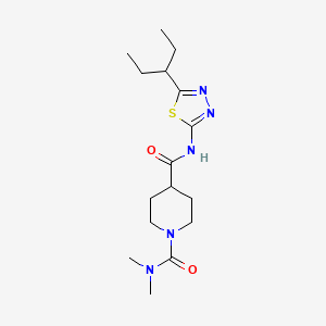 molecular formula C16H27N5O2S B5395977 N~4~-[5-(1-ethylpropyl)-1,3,4-thiadiazol-2-yl]-N~1~,N~1~-dimethyl-1,4-piperidinedicarboxamide 