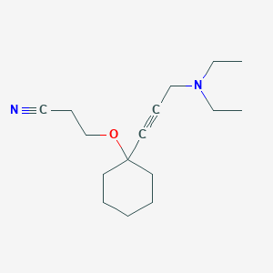 molecular formula C16H26N2O B5395988 3-({1-[3-(diethylamino)-1-propyn-1-yl]cyclohexyl}oxy)propanenitrile 