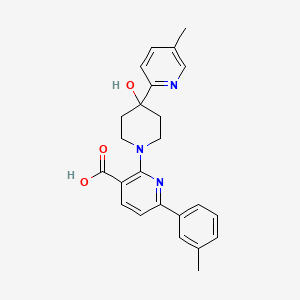 molecular formula C24H25N3O3 B5396042 2-[4-hydroxy-4-(5-methylpyridin-2-yl)piperidin-1-yl]-6-(3-methylphenyl)nicotinic acid 