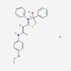 2-{2-[(4-ethoxyphenyl)amino]-1-propen-1-yl}-4-hydroxy-3,4-diphenyl-4,5-dihydro-1,3-thiazol-3-ium bromide