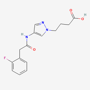 molecular formula C15H16FN3O3 B5396075 4-(4-{[(2-fluorophenyl)acetyl]amino}-1H-pyrazol-1-yl)butanoic acid 