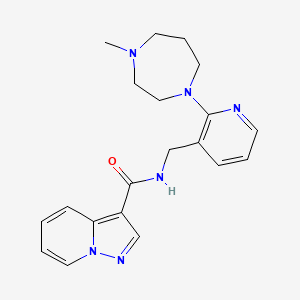 molecular formula C20H24N6O B5396097 N-{[2-(4-methyl-1,4-diazepan-1-yl)pyridin-3-yl]methyl}pyrazolo[1,5-a]pyridine-3-carboxamide 