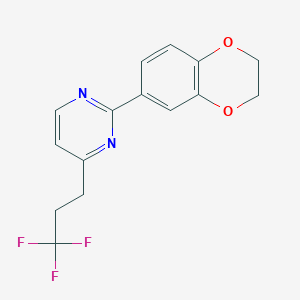 molecular formula C15H13F3N2O2 B5396099 2-(2,3-dihydro-1,4-benzodioxin-6-yl)-4-(3,3,3-trifluoropropyl)pyrimidine 