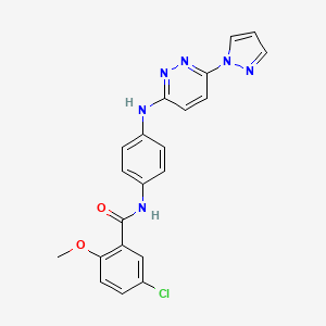 molecular formula C21H17ClN6O2 B5396111 5-chloro-2-methoxy-N-(4-{[6-(1H-pyrazol-1-yl)-3-pyridazinyl]amino}phenyl)benzamide 