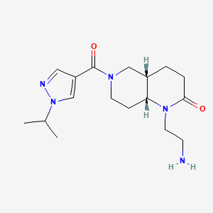 molecular formula C17H27N5O2 B5396129 rel-(4aS,8aR)-1-(2-aminoethyl)-6-[(1-isopropyl-1H-pyrazol-4-yl)carbonyl]octahydro-1,6-naphthyridin-2(1H)-one hydrochloride 