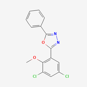 molecular formula C15H10Cl2N2O2 B5396132 2-(3,5-dichloro-2-methoxyphenyl)-5-phenyl-1,3,4-oxadiazole 