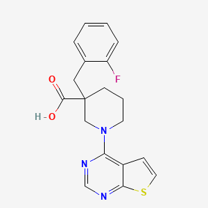 molecular formula C19H18FN3O2S B5396143 3-(2-fluorobenzyl)-1-thieno[2,3-d]pyrimidin-4-ylpiperidine-3-carboxylic acid 