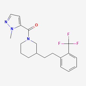 molecular formula C19H22F3N3O B5396157 1-[(1-methyl-1H-pyrazol-5-yl)carbonyl]-3-{2-[2-(trifluoromethyl)phenyl]ethyl}piperidine 