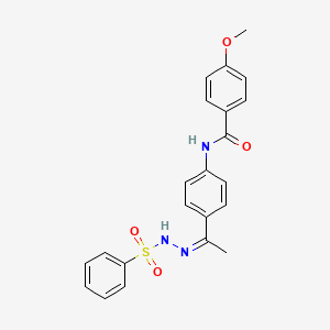 molecular formula C22H21N3O4S B5396194 4-methoxy-N-{4-[N-(phenylsulfonyl)ethanehydrazonoyl]phenyl}benzamide 