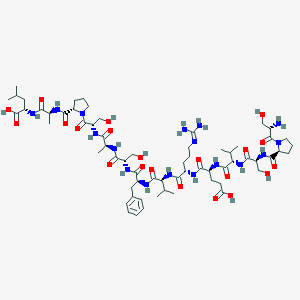 molecular formula C64H103N17O21 B053962 Seryl-prolyl-seryl-valyl-glutamyl-arginyl-valyl-phenylalanyl-seryl-alanyl-seryl-prolyl-alanyl-leucine CAS No. 123001-63-8