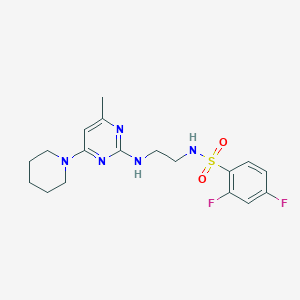 molecular formula C18H23F2N5O2S B5396246 2,4-difluoro-N-(2-{[4-methyl-6-(1-piperidinyl)-2-pyrimidinyl]amino}ethyl)benzenesulfonamide 