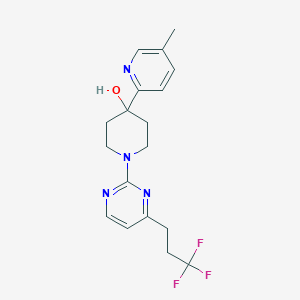 molecular formula C18H21F3N4O B5396267 4-(5-methylpyridin-2-yl)-1-[4-(3,3,3-trifluoropropyl)pyrimidin-2-yl]piperidin-4-ol 