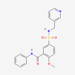 molecular formula C20H19N3O4S B5396284 2-methoxy-N-phenyl-5-{[(3-pyridinylmethyl)amino]sulfonyl}benzamide 