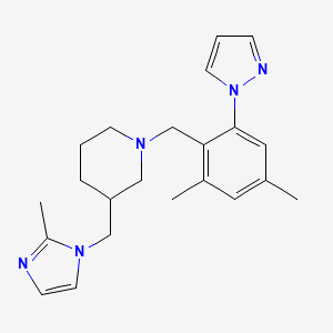 molecular formula C22H29N5 B5396305 1-[2,4-dimethyl-6-(1H-pyrazol-1-yl)benzyl]-3-[(2-methyl-1H-imidazol-1-yl)methyl]piperidine 