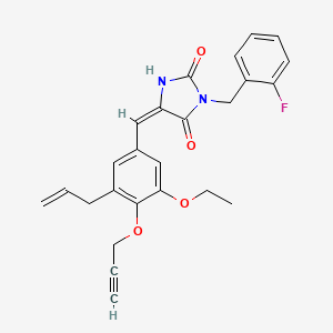 molecular formula C25H23FN2O4 B5396354 5-[3-allyl-5-ethoxy-4-(2-propyn-1-yloxy)benzylidene]-3-(2-fluorobenzyl)-2,4-imidazolidinedione 