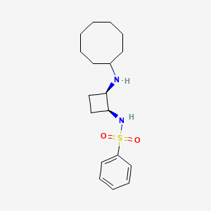 molecular formula C18H28N2O2S B5396418 N-[(1S*,2R*)-2-(cyclooctylamino)cyclobutyl]benzenesulfonamide 