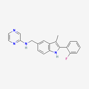 N-{[2-(2-fluorophenyl)-3-methyl-1H-indol-5-yl]methyl}pyrazin-2-amine