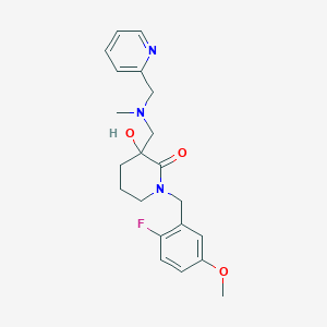 molecular formula C21H26FN3O3 B5396449 1-(2-fluoro-5-methoxybenzyl)-3-hydroxy-3-{[methyl(pyridin-2-ylmethyl)amino]methyl}piperidin-2-one 