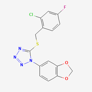 molecular formula C15H10ClFN4O2S B5396484 1-(1,3-benzodioxol-5-yl)-5-[(2-chloro-4-fluorobenzyl)thio]-1H-tetrazole 