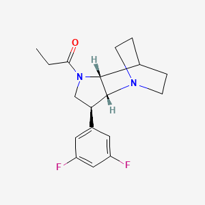 molecular formula C18H22F2N2O B5396492 (2R*,3S*,6R*)-3-(3,5-difluorophenyl)-5-propionyl-1,5-diazatricyclo[5.2.2.0~2,6~]undecane 