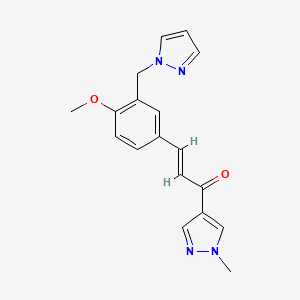 molecular formula C18H18N4O2 B5396497 3-[4-methoxy-3-(1H-pyrazol-1-ylmethyl)phenyl]-1-(1-methyl-1H-pyrazol-4-yl)-2-propen-1-one 