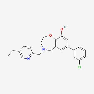 molecular formula C23H23ClN2O2 B5396679 7-(3-chlorophenyl)-4-[(5-ethylpyridin-2-yl)methyl]-2,3,4,5-tetrahydro-1,4-benzoxazepin-9-ol 