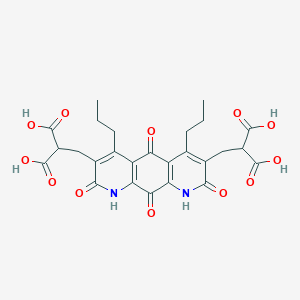 molecular formula C26H26N2O12 B053967 2-[[3-(2,2-Dicarboxyethyl)-2,5,8,10-tetraoxo-4,6-dipropyl-1,9-dihydropyrido[3,2-g]quinolin-7-yl]methyl]propanedioic acid CAS No. 119623-79-9