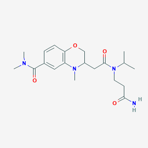 molecular formula C20H30N4O4 B5396704 3-{2-[(3-amino-3-oxopropyl)(isopropyl)amino]-2-oxoethyl}-N,N,4-trimethyl-3,4-dihydro-2H-1,4-benzoxazine-6-carboxamide 