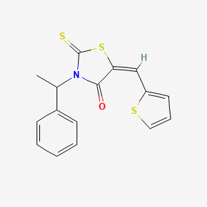 molecular formula C16H13NOS3 B5396769 3-(1-phenylethyl)-5-(2-thienylmethylene)-2-thioxo-1,3-thiazolidin-4-one 