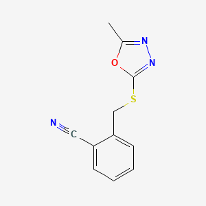 molecular formula C11H9N3OS B5396791 2-{[(5-methyl-1,3,4-oxadiazol-2-yl)thio]methyl}benzonitrile 