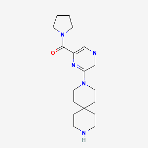 molecular formula C18H27N5O B5396850 3-[6-(1-pyrrolidinylcarbonyl)-2-pyrazinyl]-3,9-diazaspiro[5.5]undecane hydrochloride 