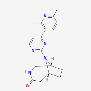 molecular formula C18H21N5O B5396855 (1S*,6R*)-9-[4-(2,6-dimethylpyridin-3-yl)pyrimidin-2-yl]-3,9-diazabicyclo[4.2.1]nonan-4-one 