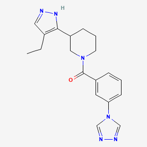 3-(4-ethyl-1H-pyrazol-5-yl)-1-[3-(4H-1,2,4-triazol-4-yl)benzoyl]piperidine