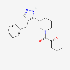 molecular formula C21H27N3O2 B5396926 1-[3-(4-benzyl-1H-pyrazol-5-yl)piperidin-1-yl]-4-methyl-1-oxopentan-2-one 