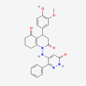 molecular formula C26H24N4O5 B5397002 4-(4-hydroxy-3-methoxyphenyl)-1-[(6-oxo-3-phenyl-1,6-dihydropyridazin-4-yl)amino]-4,6,7,8-tetrahydroquinoline-2,5(1H,3H)-dione 