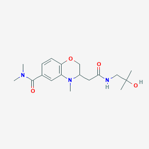 molecular formula C18H27N3O4 B5397048 3-{2-[(2-hydroxy-2-methylpropyl)amino]-2-oxoethyl}-N,N,4-trimethyl-3,4-dihydro-2H-1,4-benzoxazine-6-carboxamide 