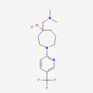 molecular formula C15H22F3N3O B5397064 4-[(dimethylamino)methyl]-1-[5-(trifluoromethyl)-2-pyridinyl]-4-azepanol 