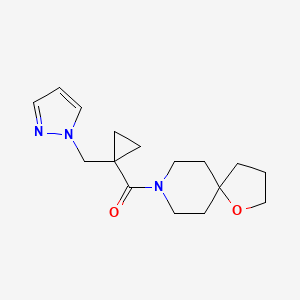 molecular formula C16H23N3O2 B5397117 8-{[1-(1H-pyrazol-1-ylmethyl)cyclopropyl]carbonyl}-1-oxa-8-azaspiro[4.5]decane 