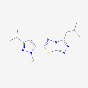 molecular formula C15H22N6S B5397122 6-(1-ethyl-3-isopropyl-1H-pyrazol-5-yl)-3-isobutyl[1,2,4]triazolo[3,4-b][1,3,4]thiadiazole 