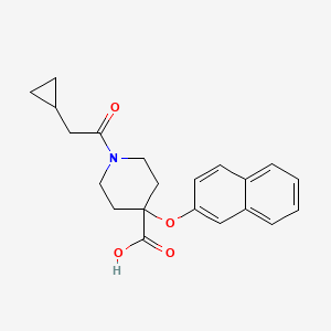 molecular formula C21H23NO4 B5397126 1-(cyclopropylacetyl)-4-(2-naphthyloxy)-4-piperidinecarboxylic acid 