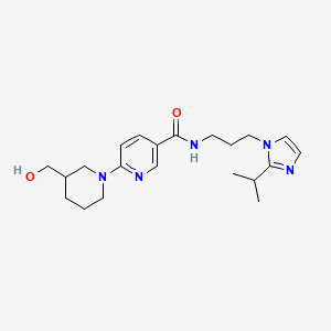 molecular formula C21H31N5O2 B5397144 6-[3-(hydroxymethyl)piperidin-1-yl]-N-[3-(2-isopropyl-1H-imidazol-1-yl)propyl]nicotinamide 