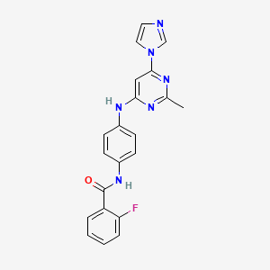 2-fluoro-N-(4-{[6-(1H-imidazol-1-yl)-2-methyl-4-pyrimidinyl]amino}phenyl)benzamide