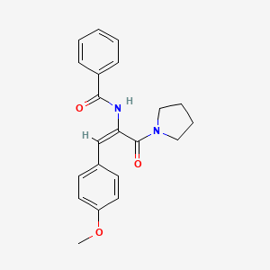 molecular formula C21H22N2O3 B5397224 N-[2-(4-methoxyphenyl)-1-(1-pyrrolidinylcarbonyl)vinyl]benzamide 