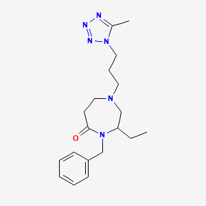 molecular formula C19H28N6O B5397257 4-benzyl-3-ethyl-1-[3-(5-methyl-1H-tetrazol-1-yl)propyl]-1,4-diazepan-5-one 