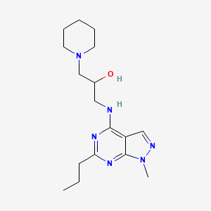 molecular formula C17H28N6O B5397271 1-[(1-methyl-6-propyl-1H-pyrazolo[3,4-d]pyrimidin-4-yl)amino]-3-(1-piperidinyl)-2-propanol 