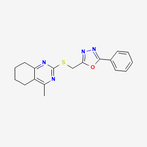 molecular formula C18H18N4OS B5397303 4-methyl-2-{[(5-phenyl-1,3,4-oxadiazol-2-yl)methyl]thio}-5,6,7,8-tetrahydroquinazoline 